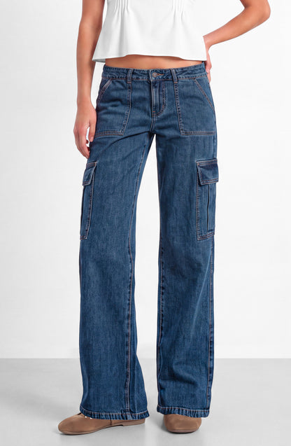 Pantalón Denim Cargo Blue