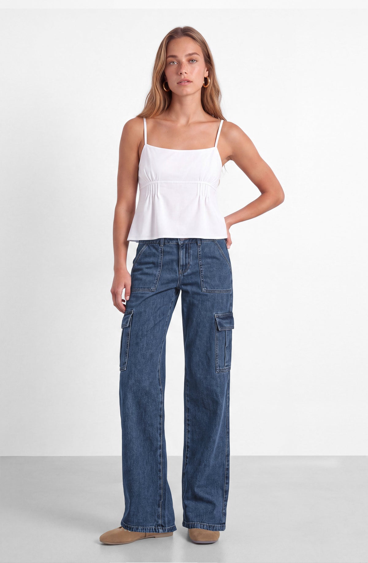 Pantalón Denim Cargo Blue