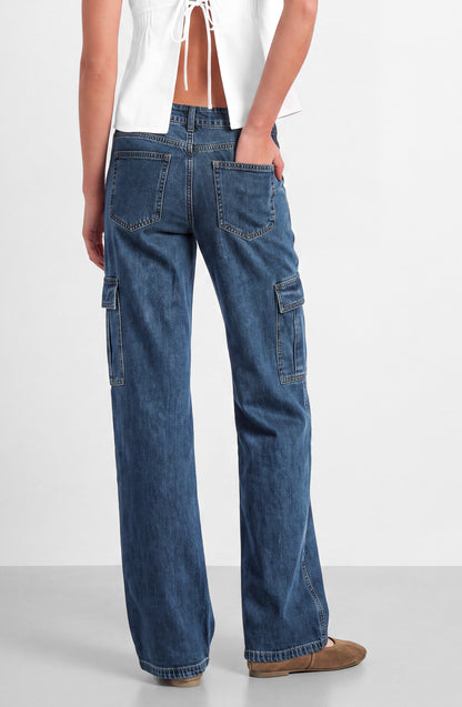 Pantalón Denim Cargo Blue