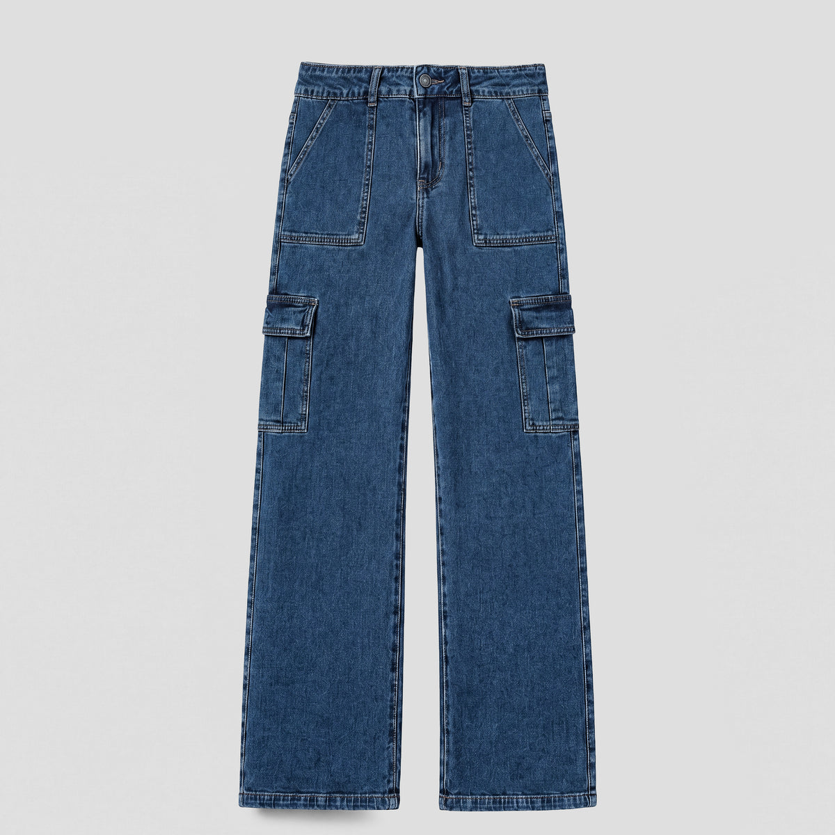 Pantalón Denim Cargo Blue