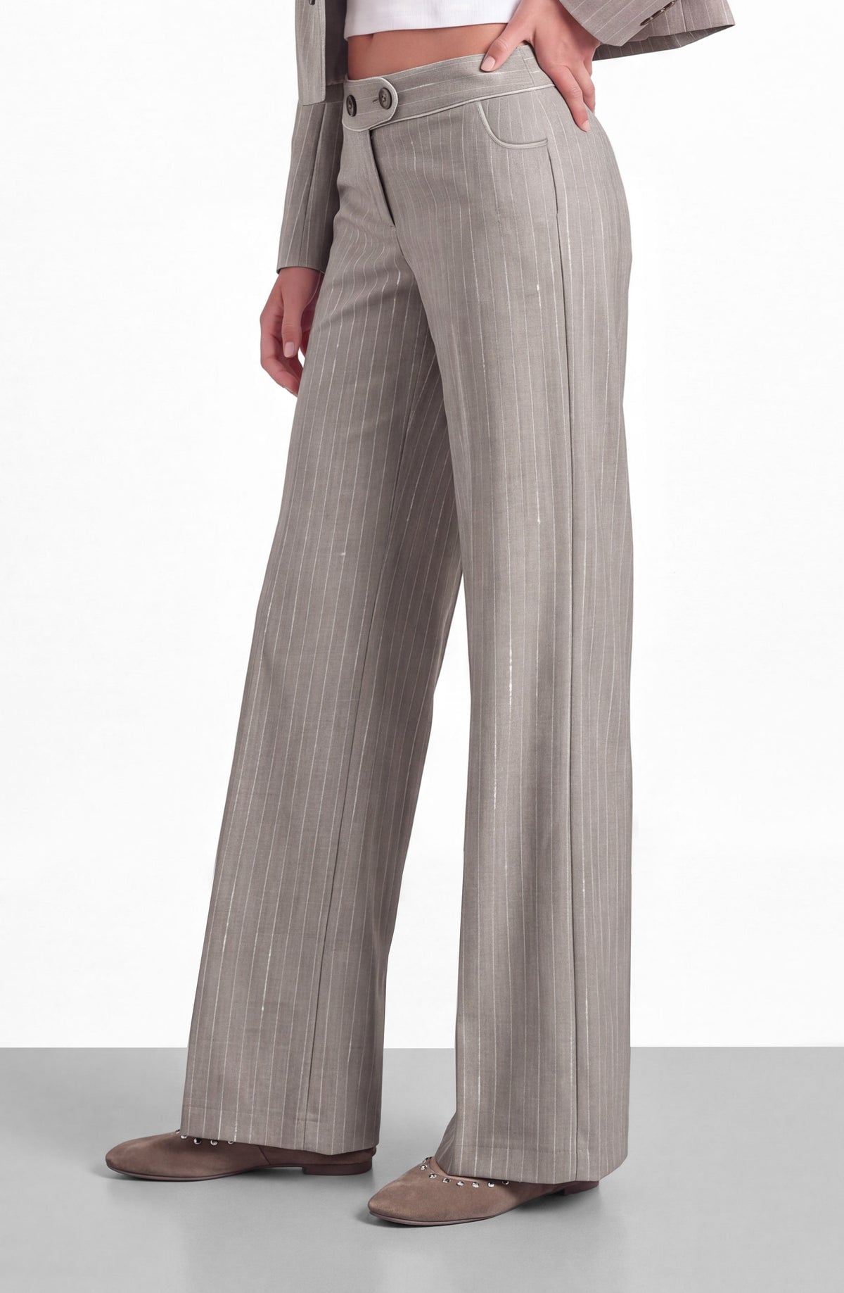 Pantalón Sastrero Lurex Beige