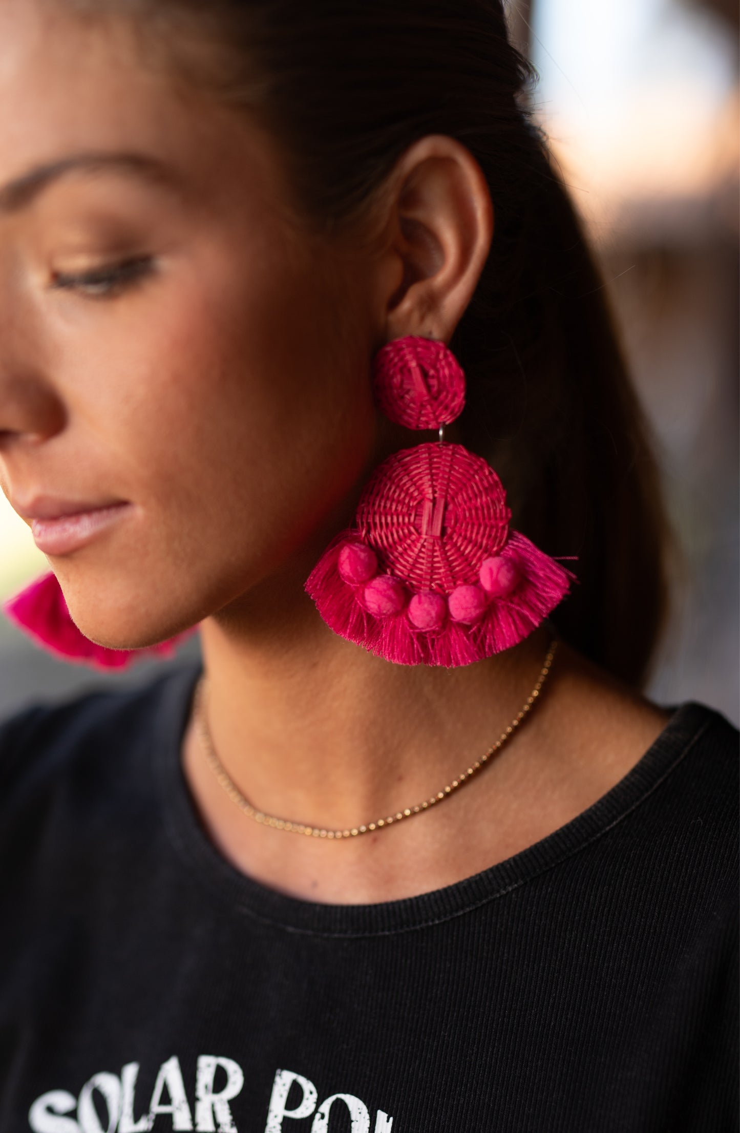 Pendiente Rafia Pink