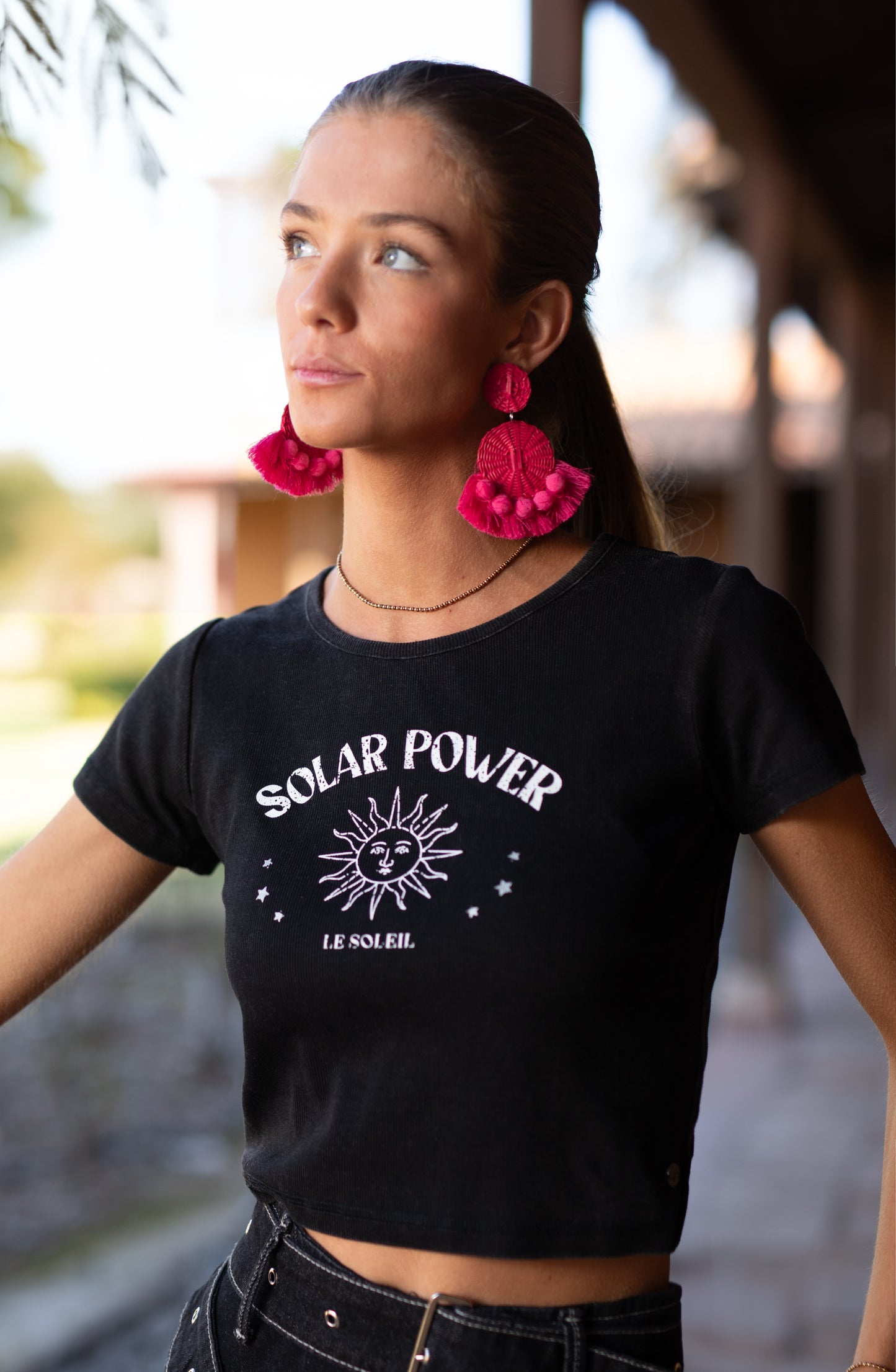 Pendiente Rafia Pink