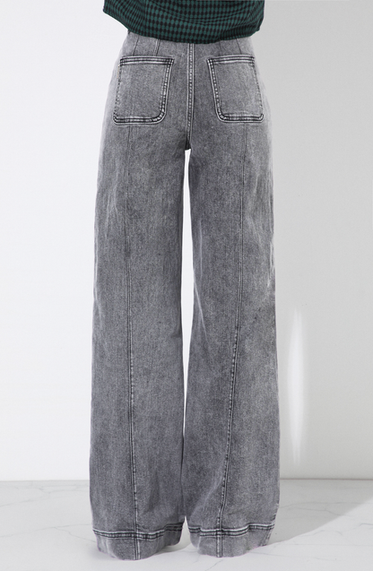 Pants Wide Leg Pocket Gray