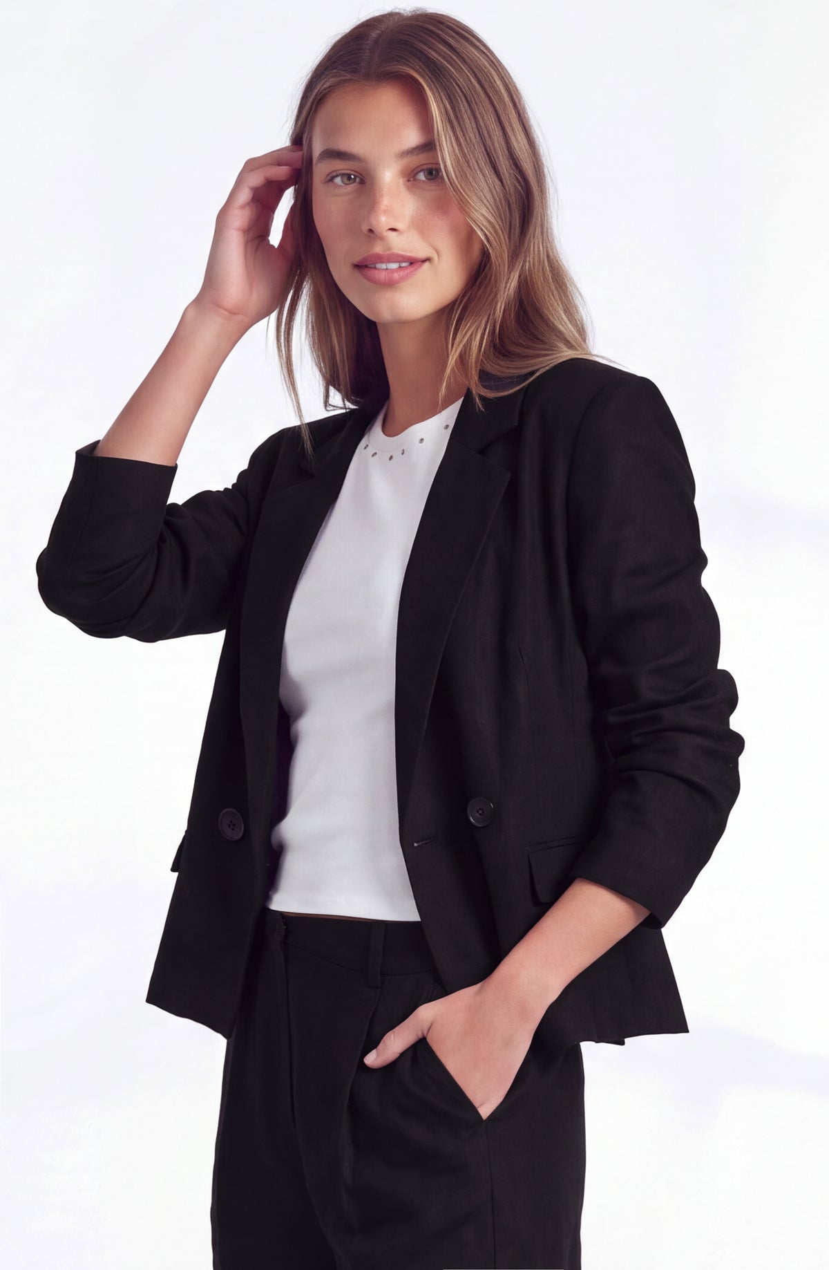 Blazer Corto Lino Black