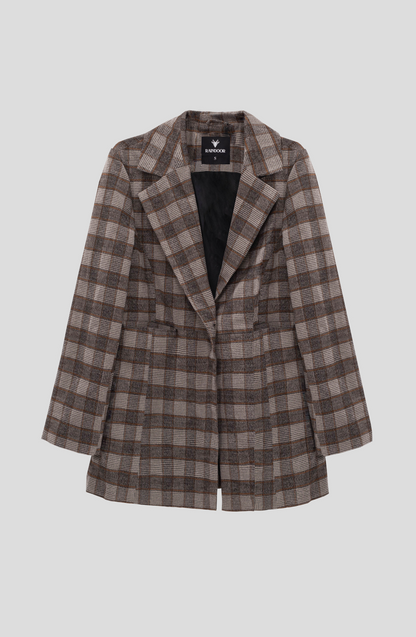 Blazer a cuadros en todos café