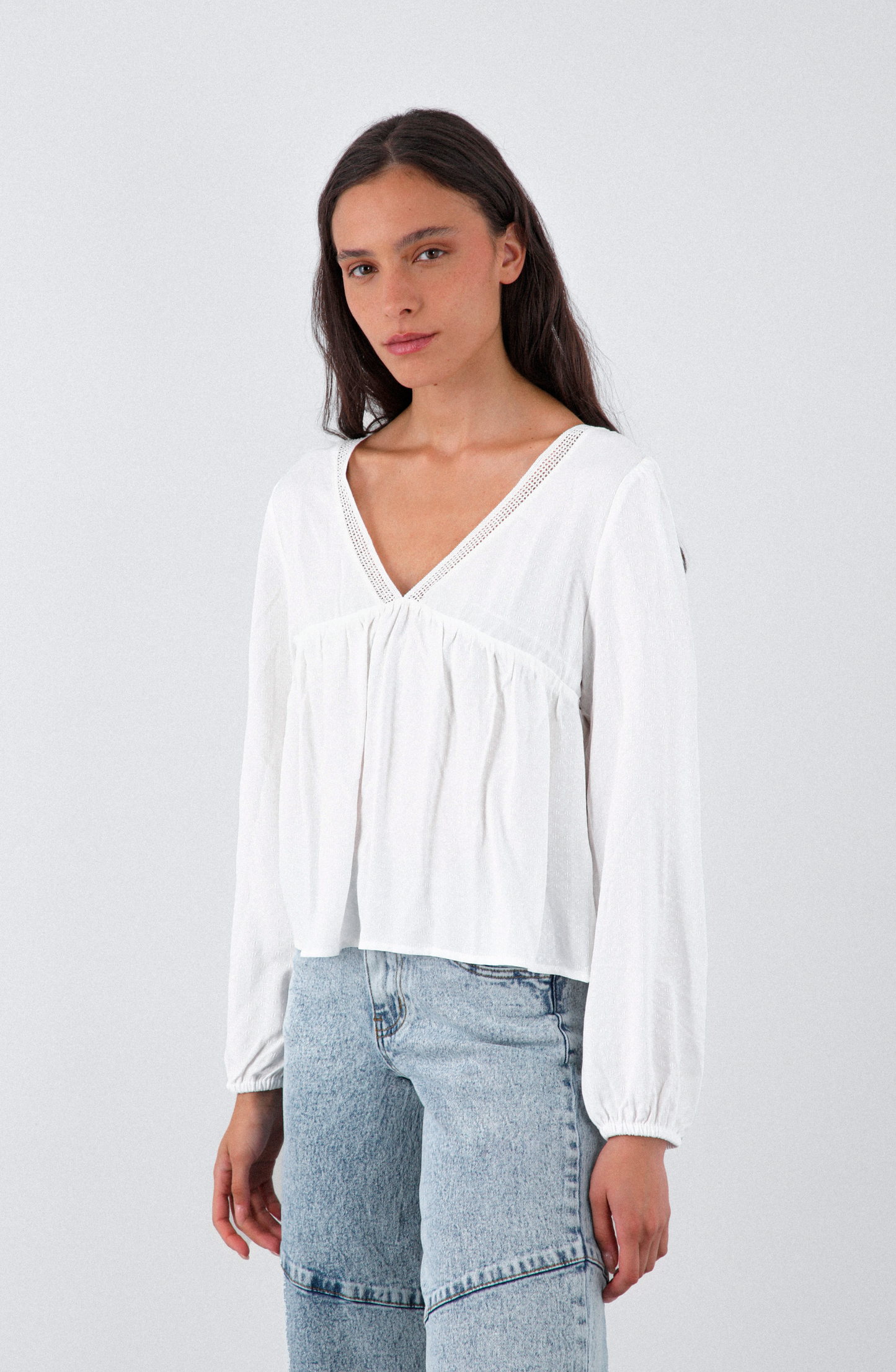 Blusa Cuello En V White