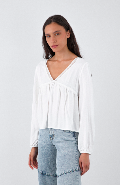 Blusa Cuello En V White
