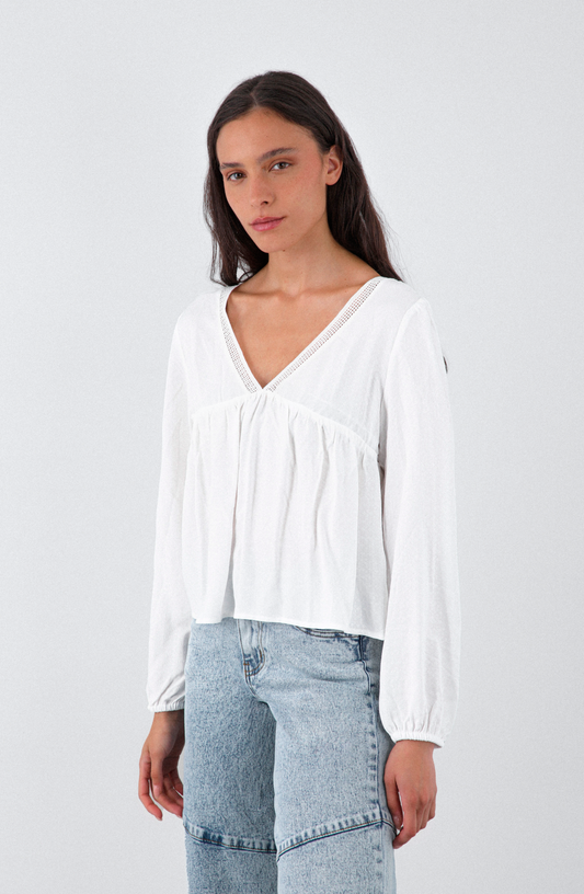 Blusa Cuello En V White