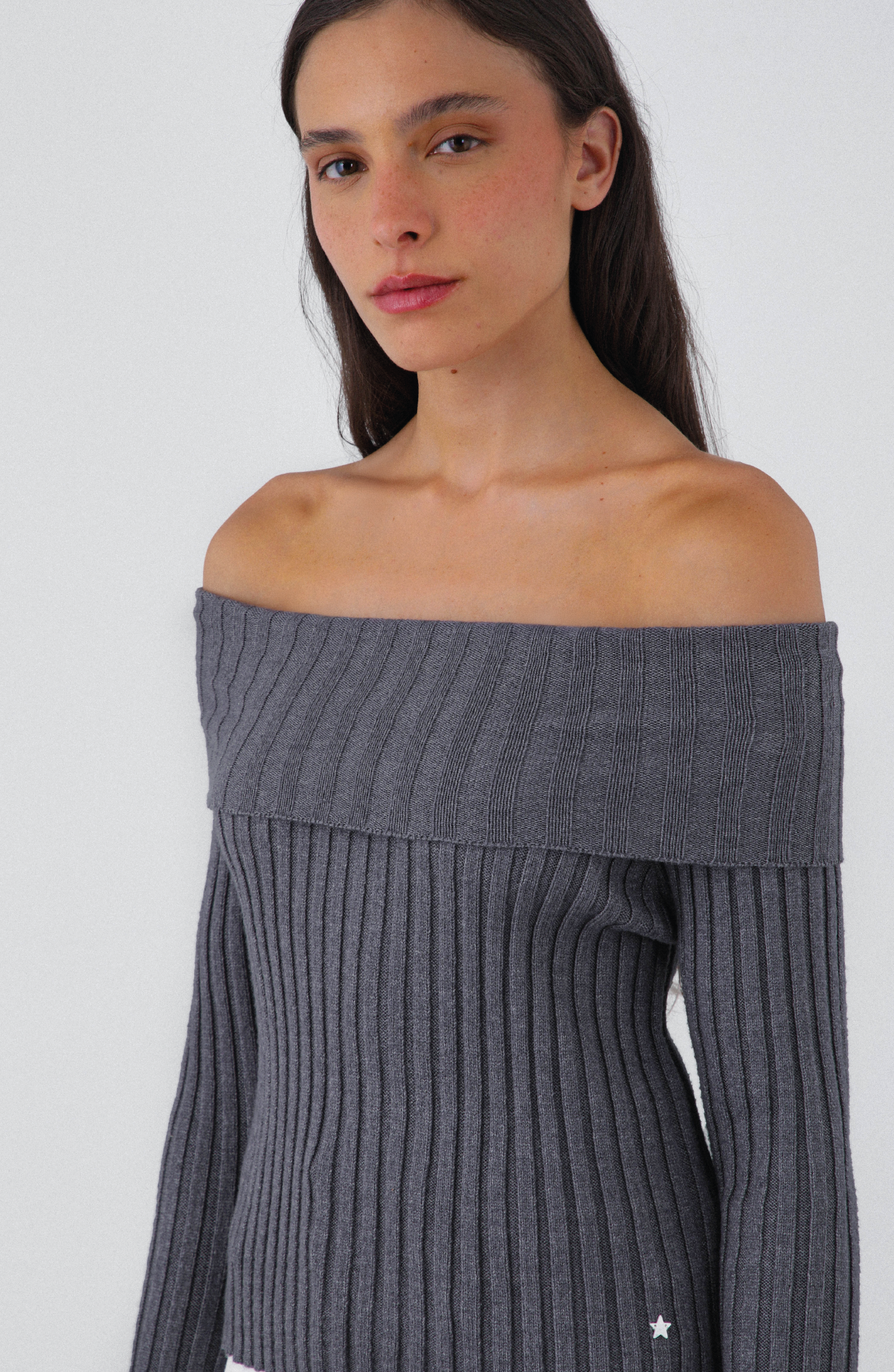 Polera Tejida Hombros Gray