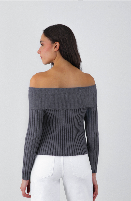 Polera Tejida Hombros Gray