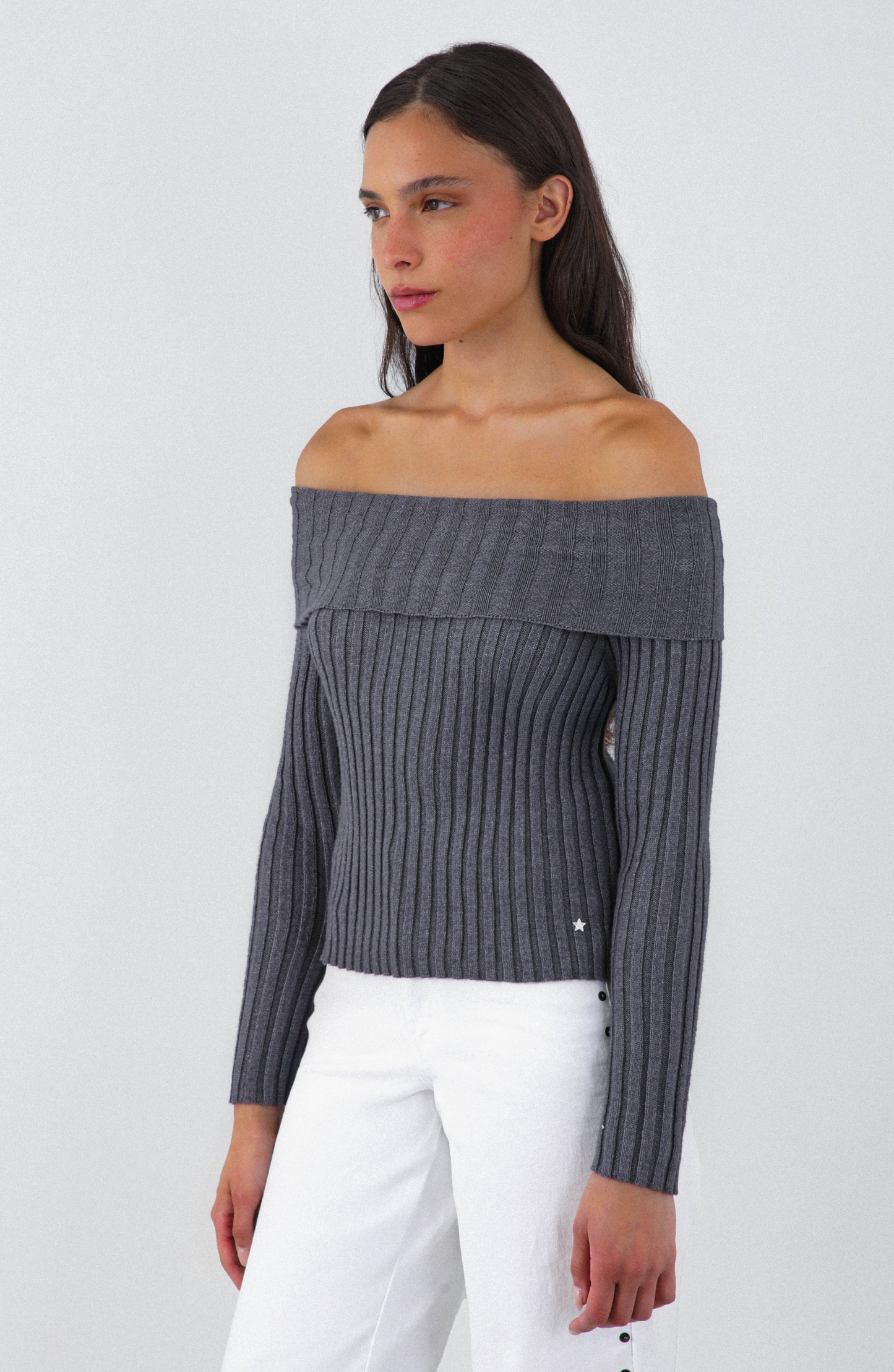 Polera Tejida Hombros Gray