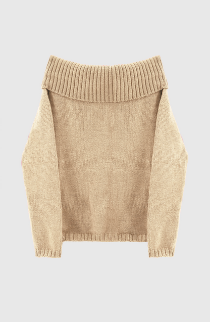 Sweater Low Shoulder Beige