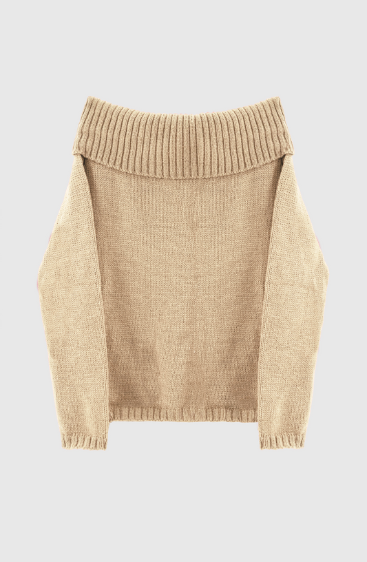 Sweater Low Shoulder Beige