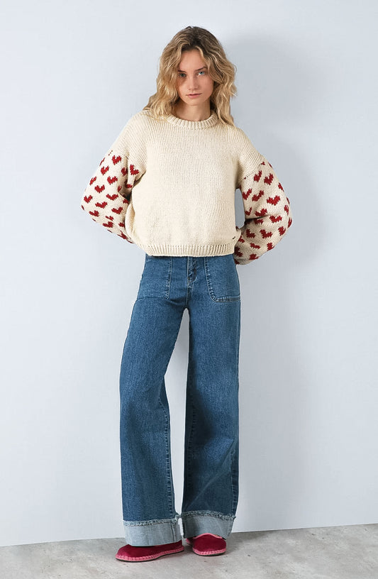 Sweater Corazones Ecru