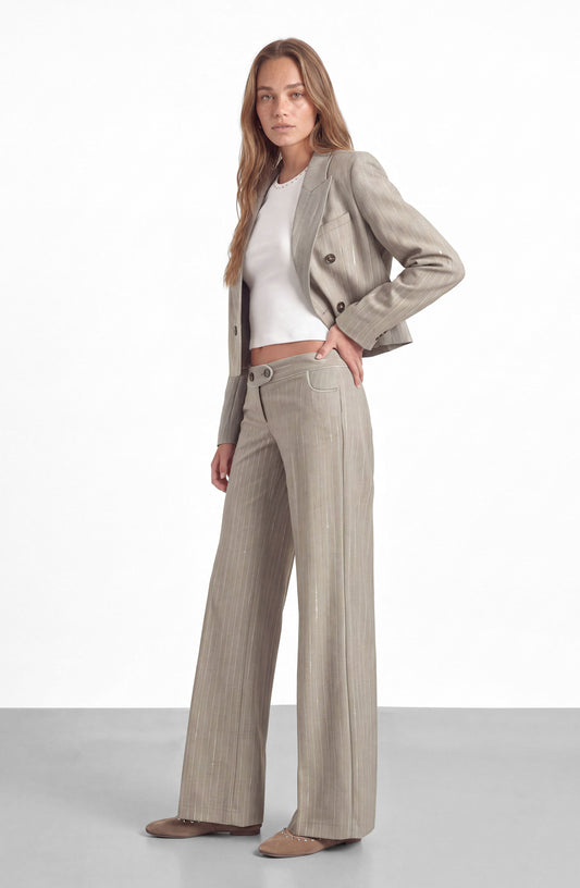 Pantalón Sastrero Lurex Beige