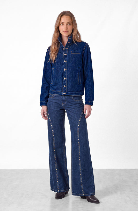Pantalón Cortes Tachas Blue