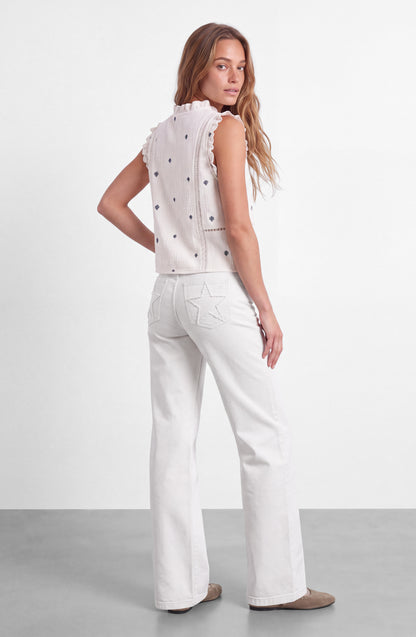 Pantalón Estrella Desflecado White