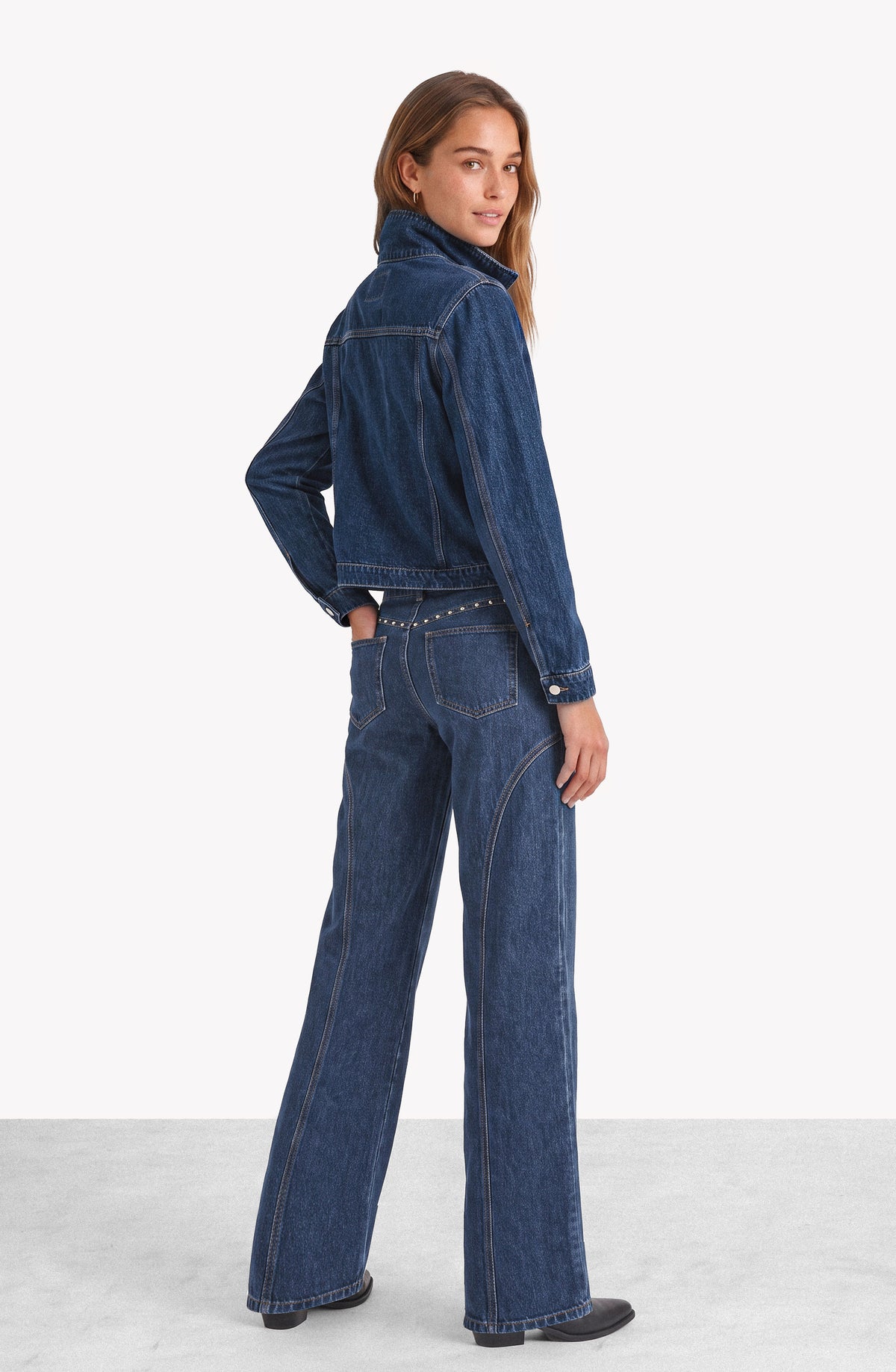Chaqueta Denim Cuello Funnel Blue