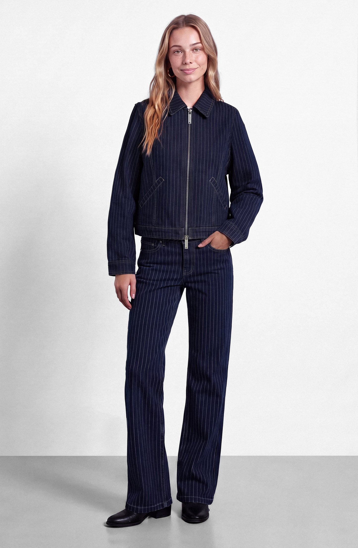 Chaqueta Denim Rayas Indigo
