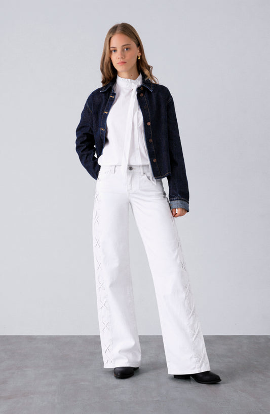 Pantalón Franja Lateral White