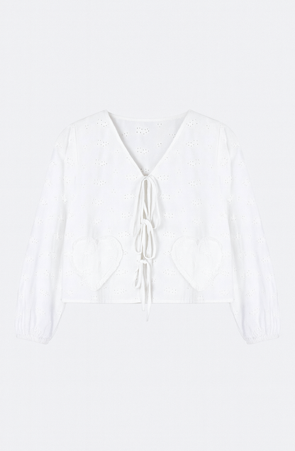 Blusa Bolsillo Corazón White