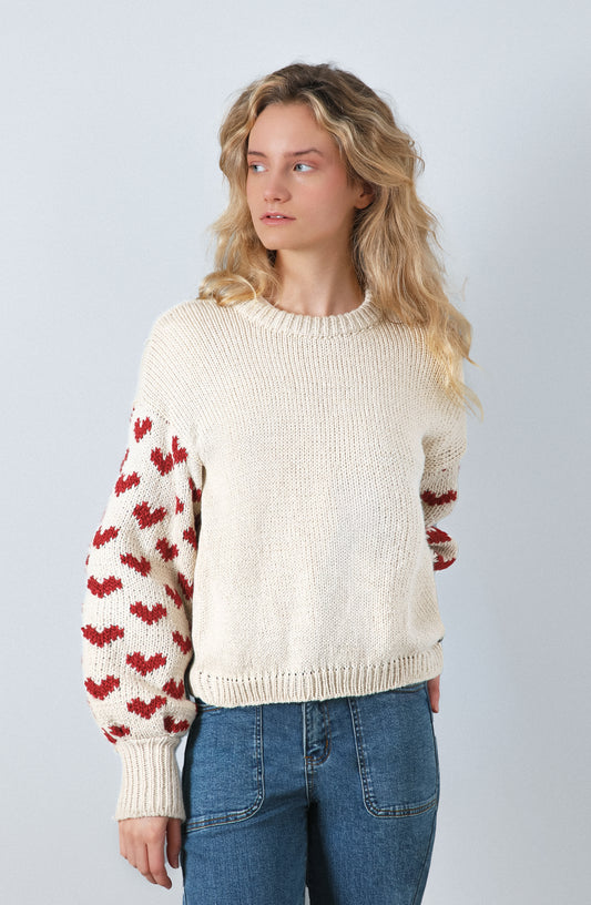 Sweater Corazones Ecru