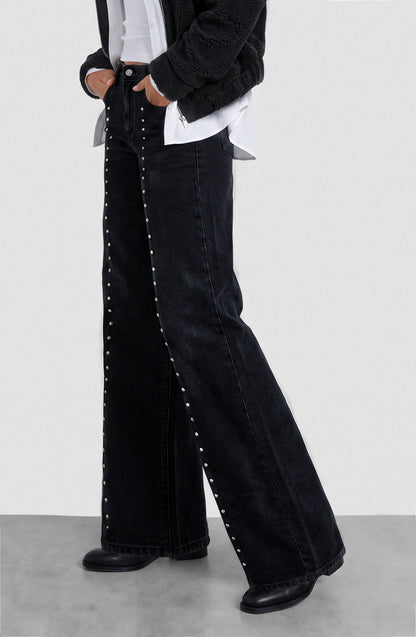Pantalón Cortes Tachas Estrellas Grey