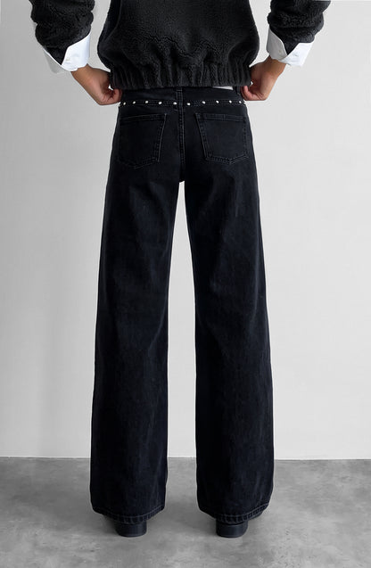Pantalón Cortes Tachas Estrellas Grey