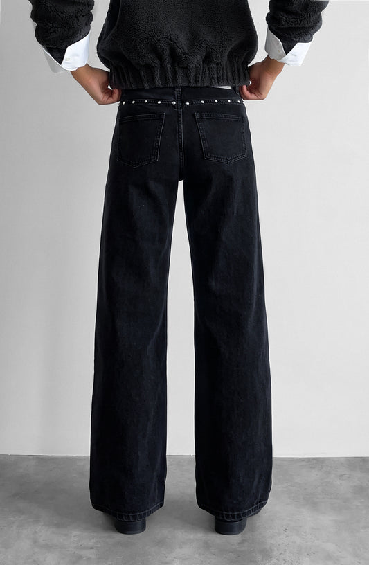 Pantalón Cortes Tachas Estrellas Grey