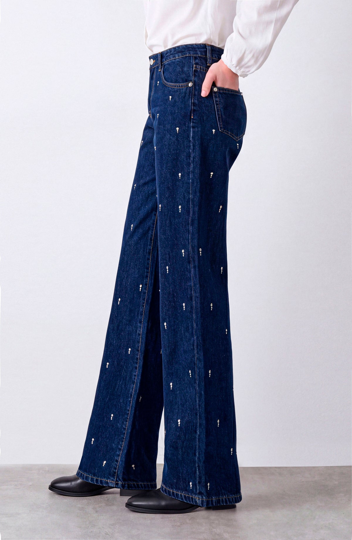 Pantalón Gotas Strass Indigo